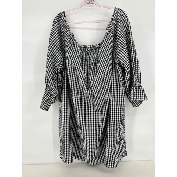 AVENUE Black‎ White Check 3/4 Sleeve Pullover Dress Womens Plus Size 28 - Picture 4 of 9